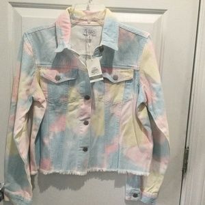 Mud Pie Rainbow Tie Dye Jean Jacket